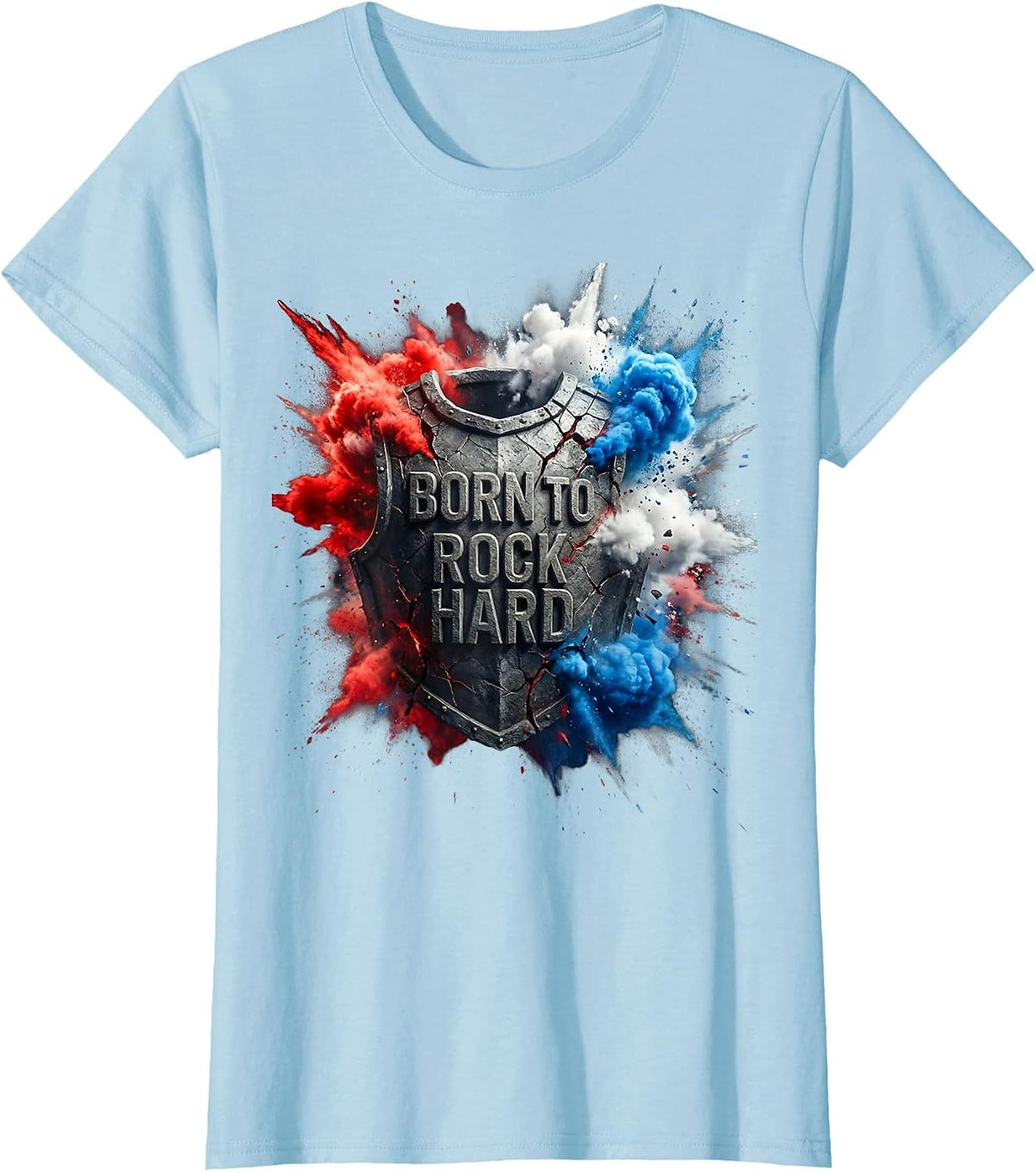 Born to Rock Hard Classic Rock Music Design T-Shirt - Baby Blue