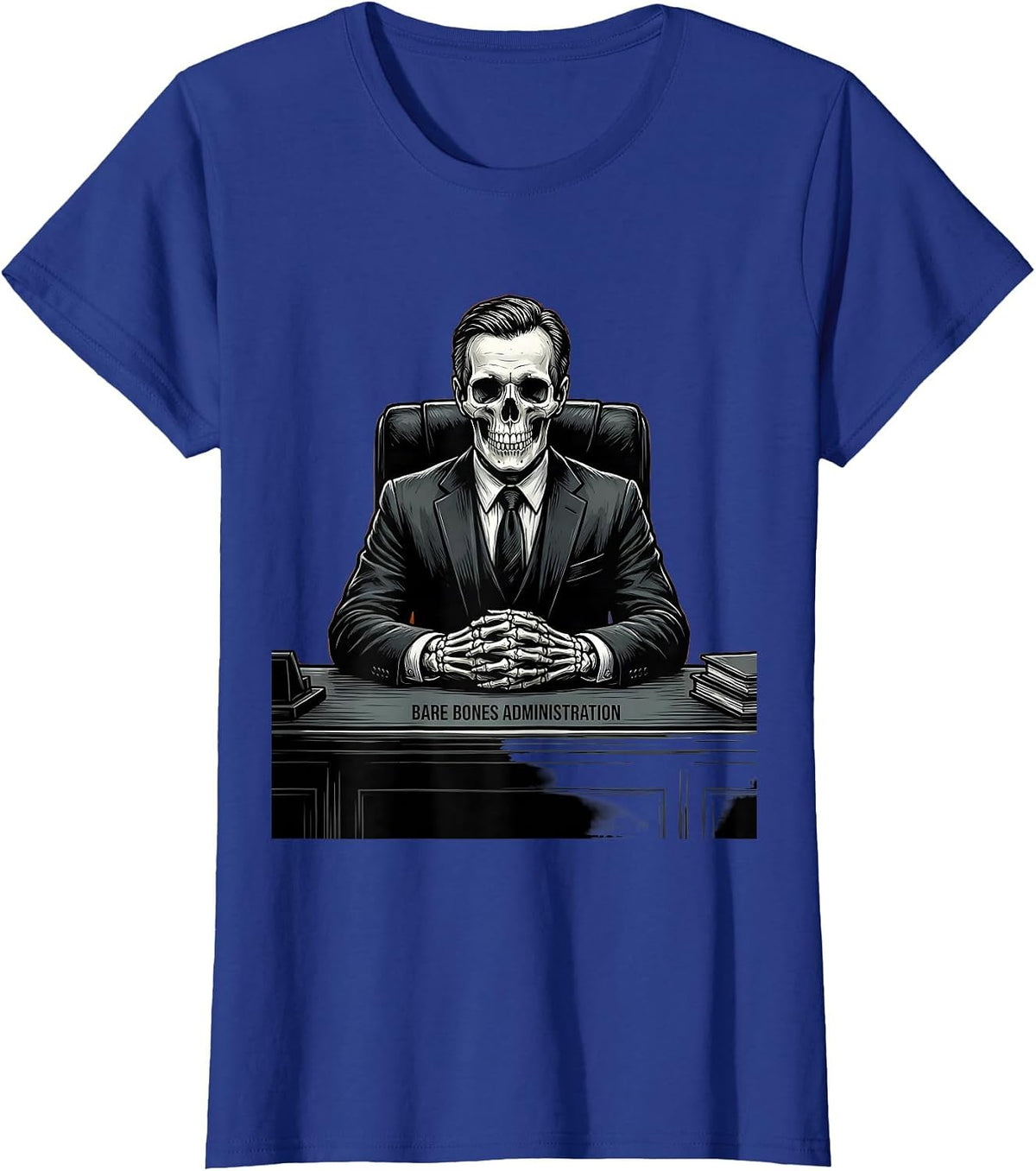 Women's Bare Bones Administration Halloween Principal Design T-Shirt - Royal Blue