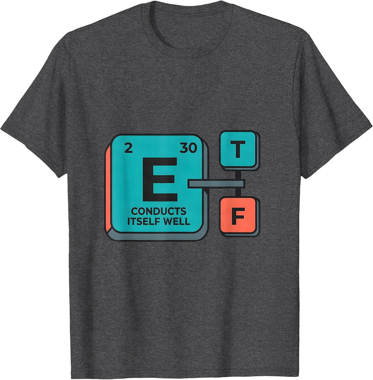Men's Conducts Itself Well Funny Science Chemistry Pun Humor T-Shirt - Dark Heather Grey