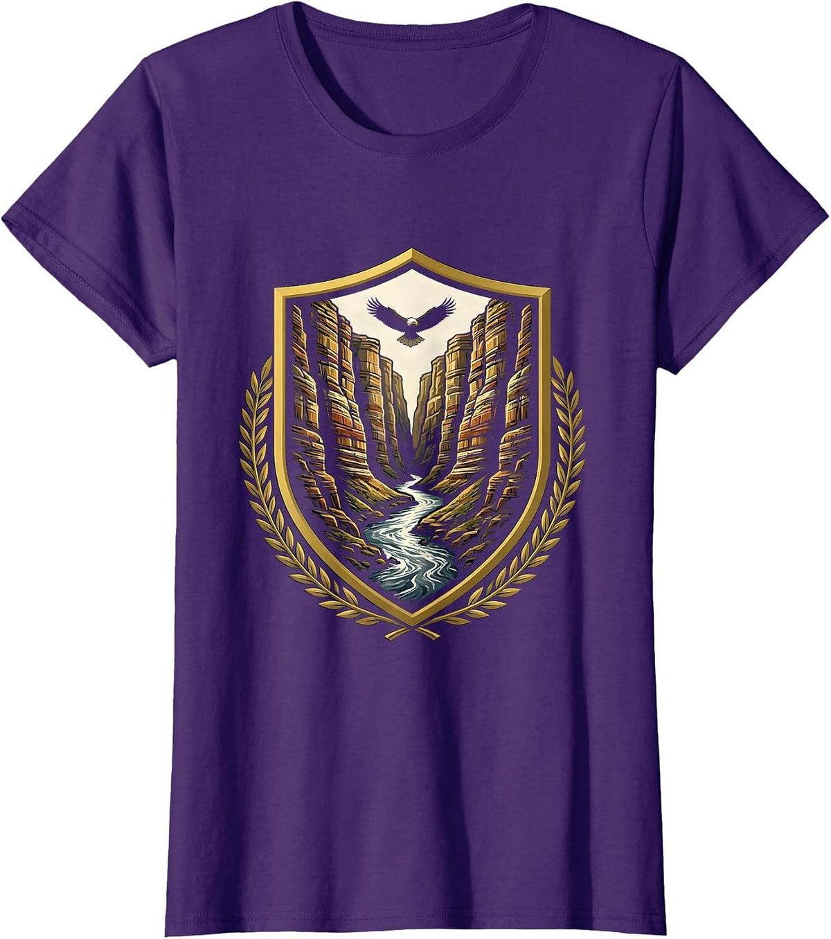 Women's Faith Over Fear Canyon River Illustration T-Shirt - Purple