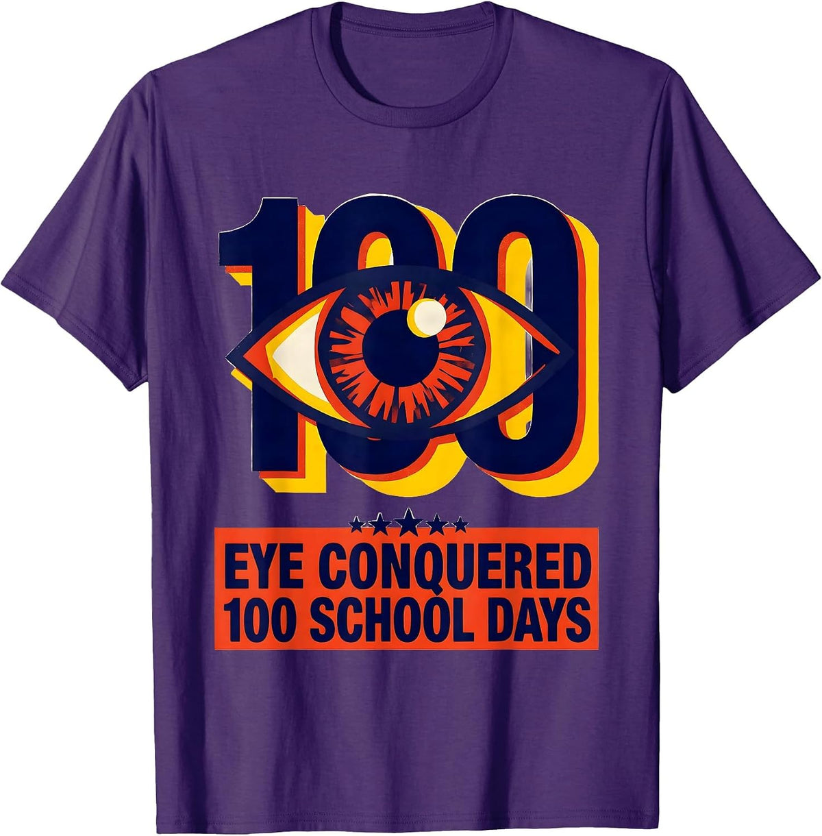 Eye Conquered 100 School Days Playful Pun 100th Day Kids T-Shirt - Purple