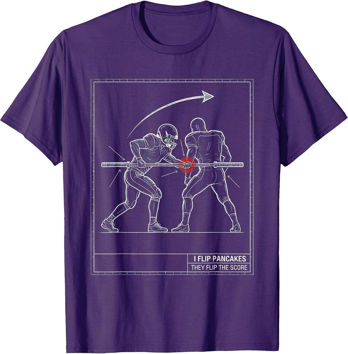 Men's I Flip Pancakes, They Flip The Score Funny Football Lineman T-Shirt - Purple