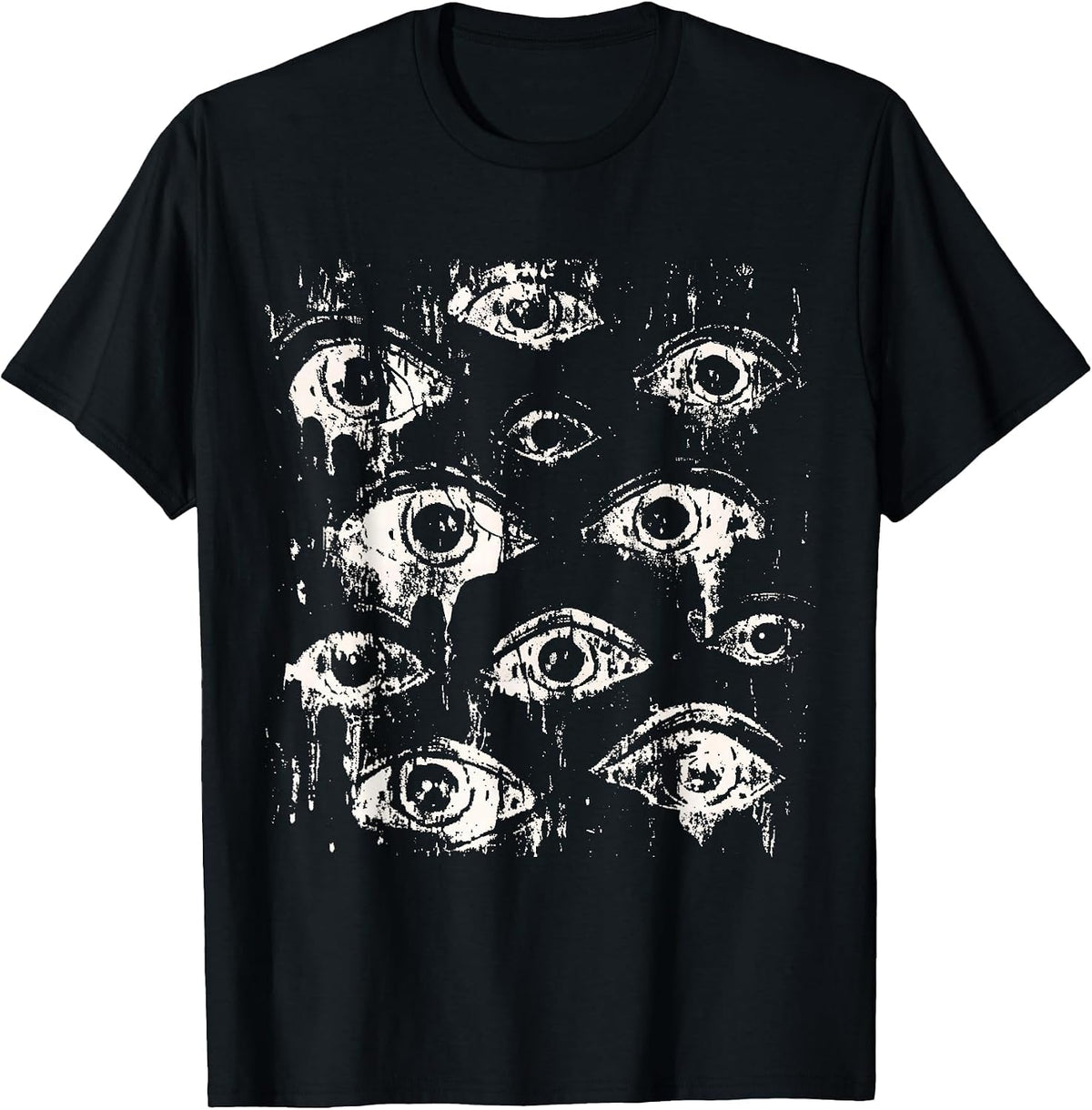 Eyes Eyeballs Weird Goth Grunge Alt Y2K Strange Aesthetic T-Shirt - Black