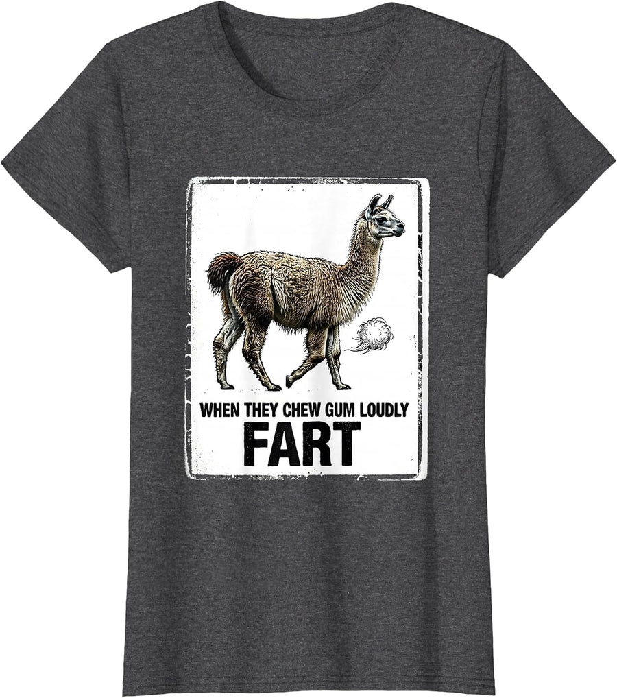 Women's When They Chew Gum Loudly Fart Funny Fart Joke Dad Meme T-Shirt - Dark Heather Grey