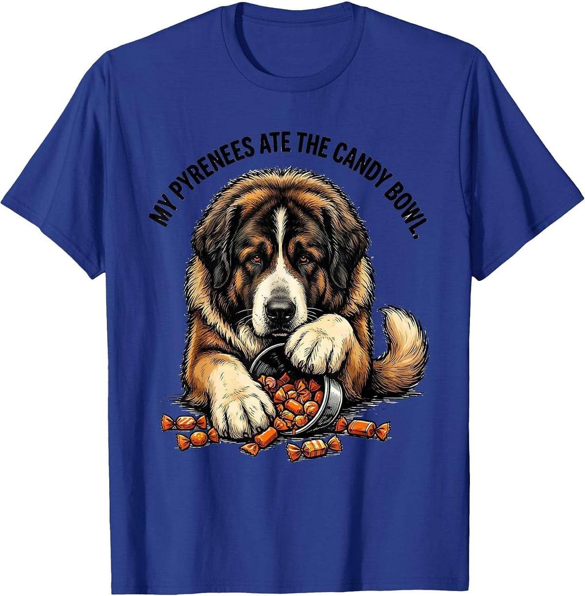 Men's My Pyrenees Ate The Candy Bowl Funny Halloween Dog Lover T-Shirt - Royal Blue