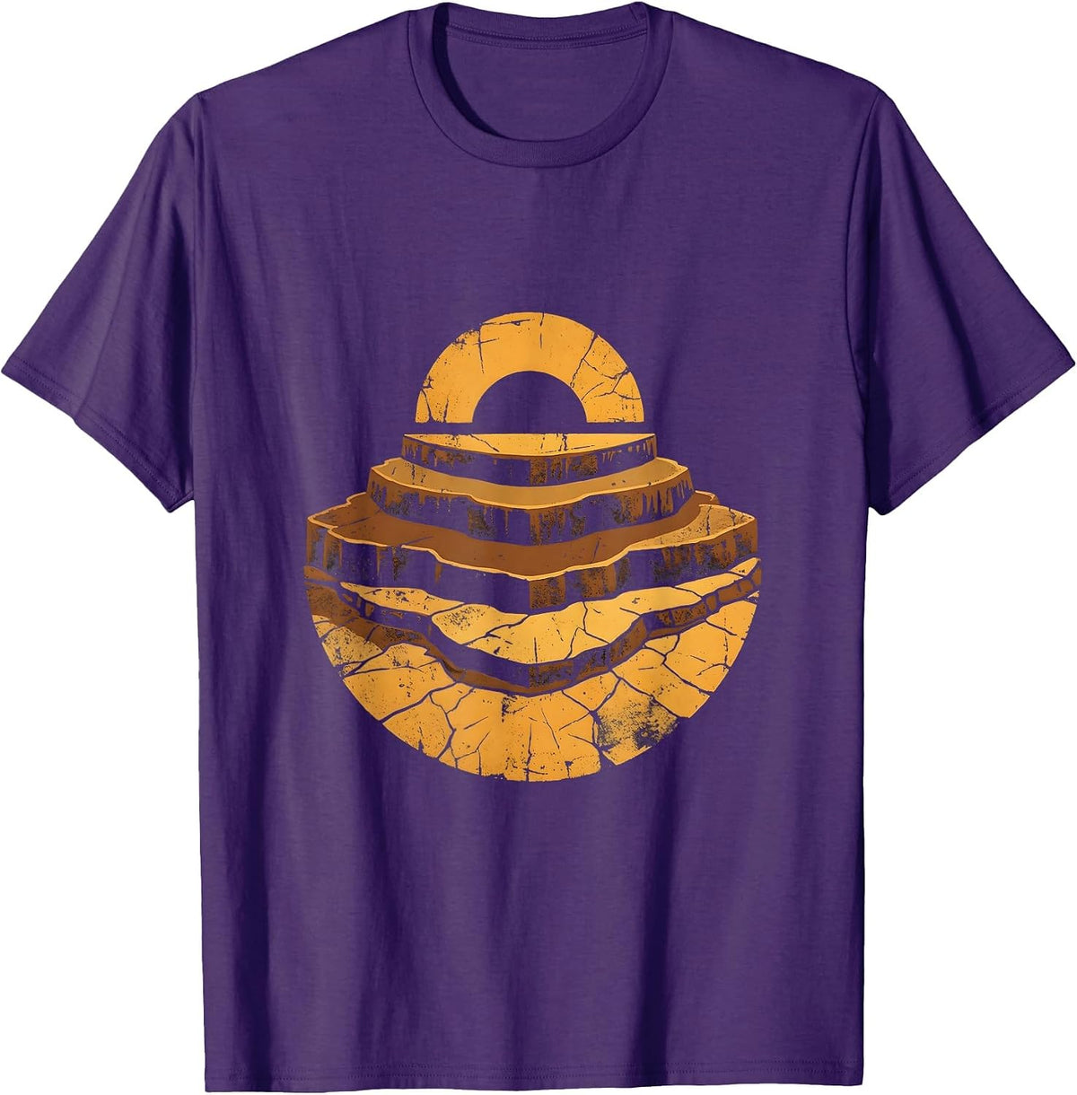Wyoming Hot Springs Mineral Terraces Illustration T-Shirt - Purple