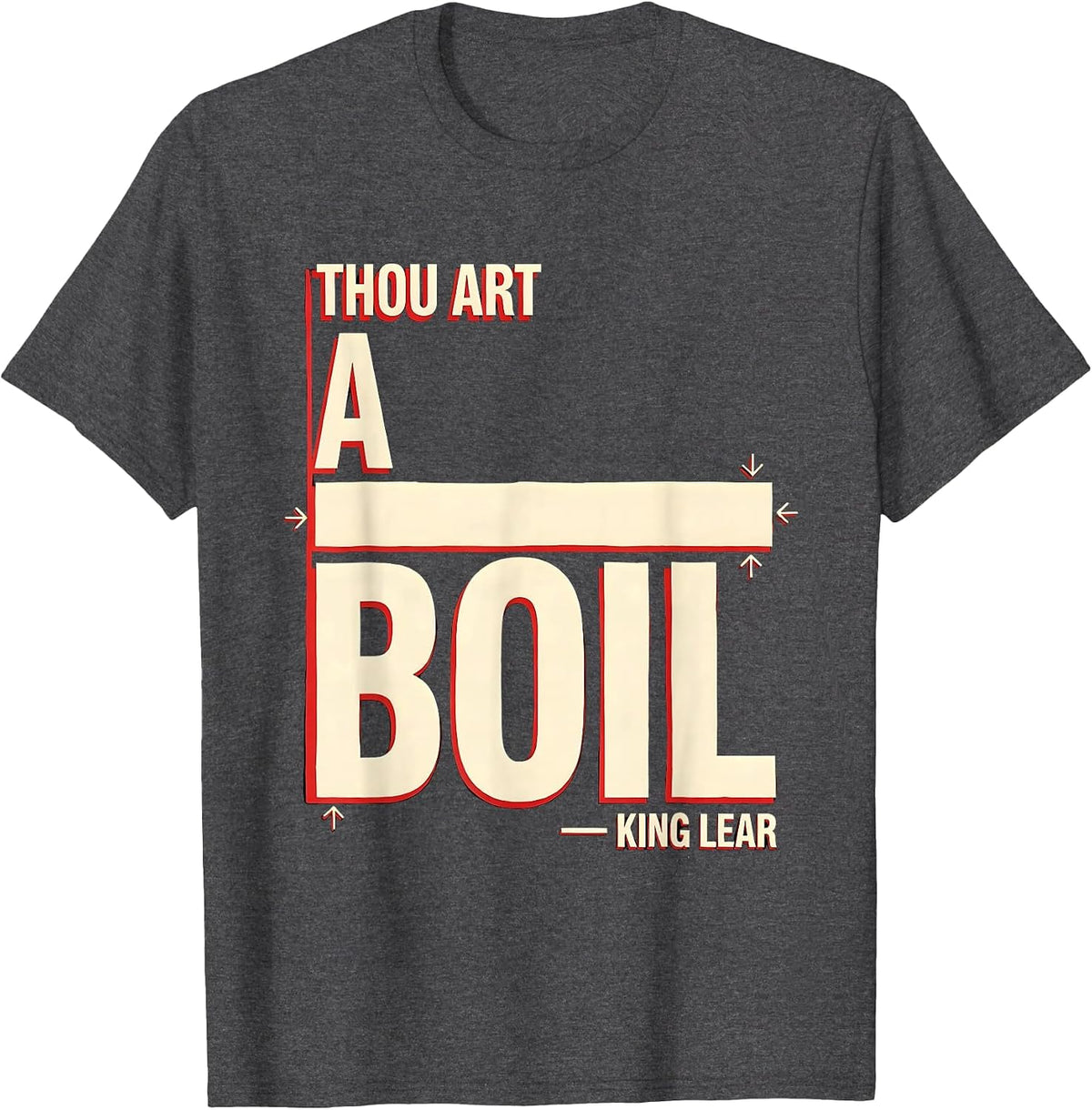 Thou art a boil King Lear Funny Shakespeare Quote Literary T-Shirt - Dark Heather Grey