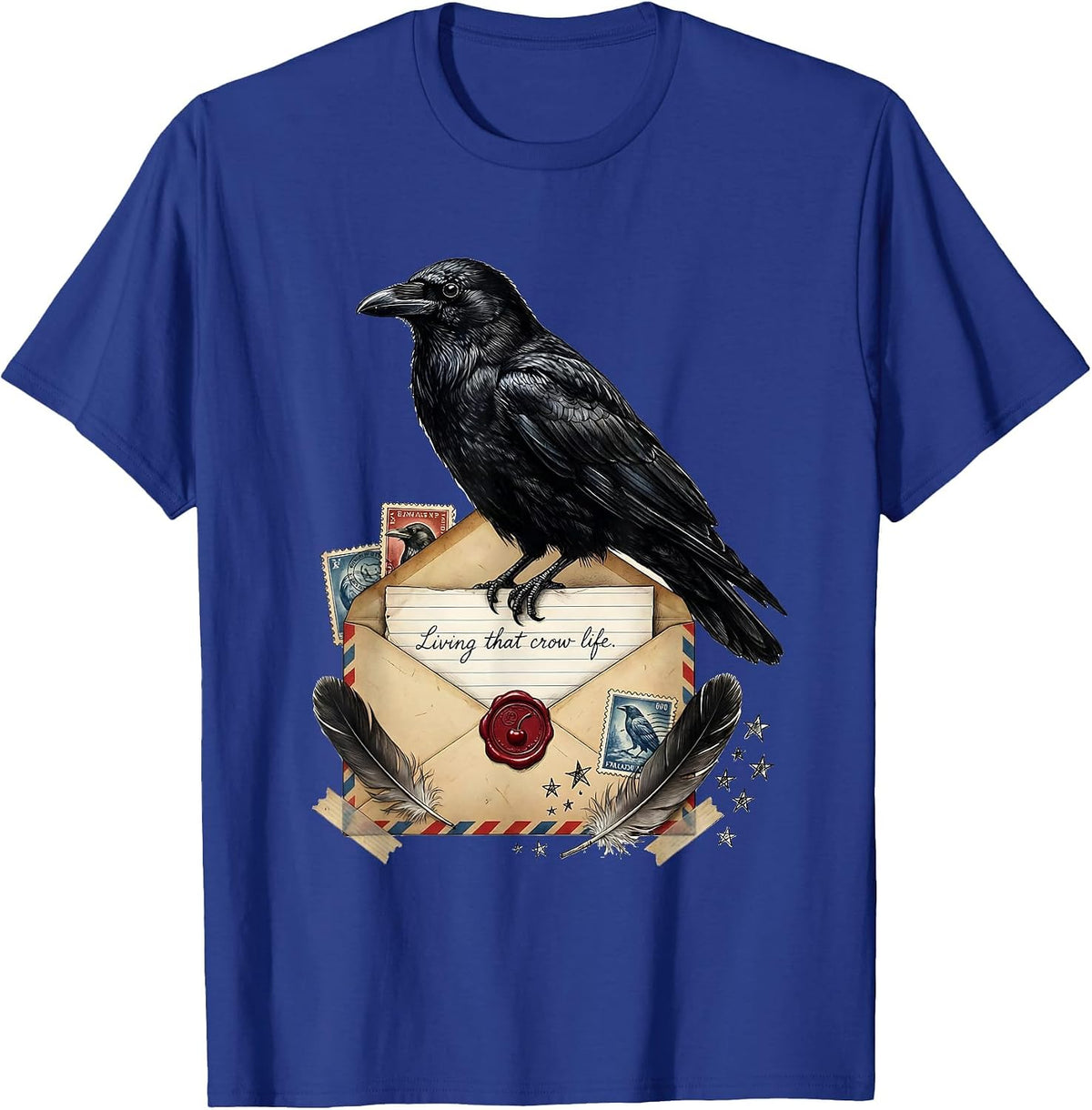 Men's Living That Crow Life Graphic Design for Bird Lovers T-Shirt - Royal Blue