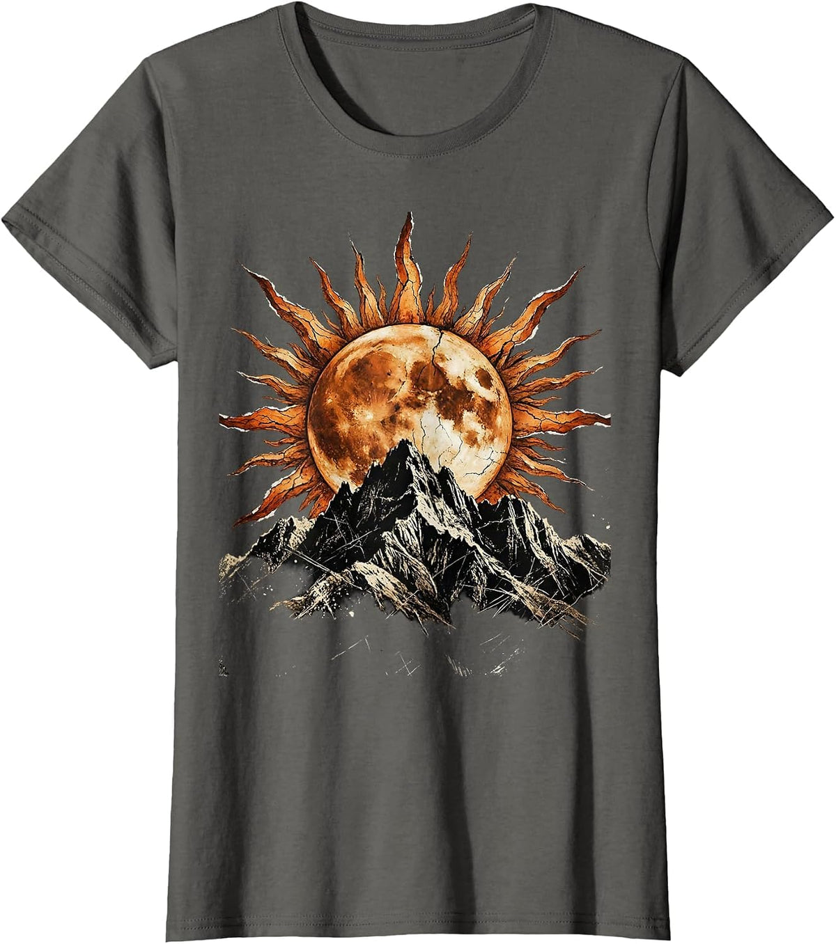 Women's Faith Over Fear Rising Sun Mountain Graphic T-Shirt - Asphalt Grey