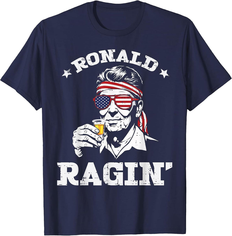 4th of July Ronald Ragin Funny July Fourth Party Men Women T-Shirt - Navy Blue