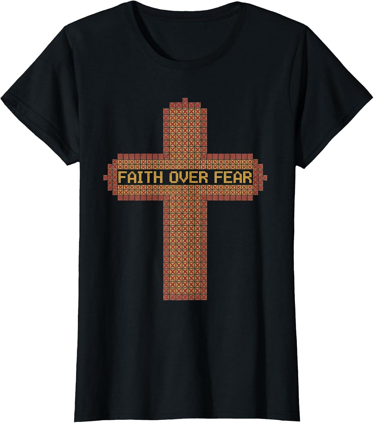Women's Faith Over Fear Inspirational Graphic Design T-Shirt - Black