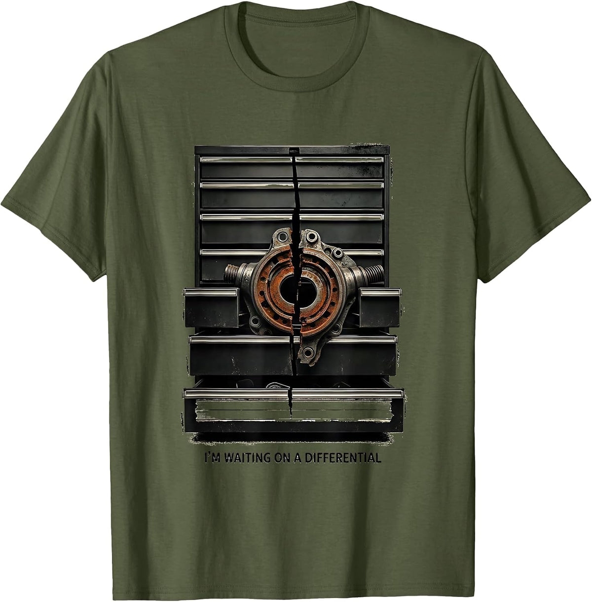 I'm Waiting On A Differential Funny Mechanic Car Guy Auto T-Shirt - Olive Green