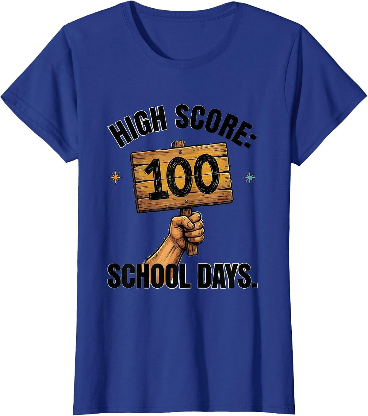 Women's High Score: 100 School Days Playful Gamer Milestone Boys T-Shirt - Royal Blue
