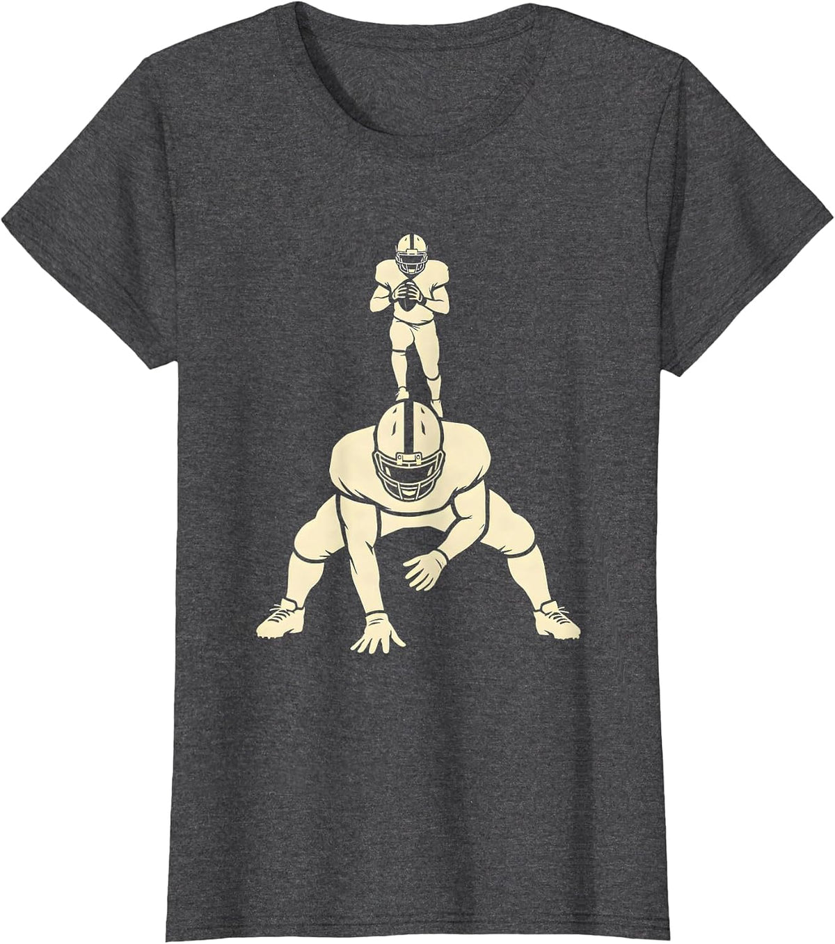 Women's Lineman Silhouette Football Fan Humor T-Shirt - Dark Heather Grey