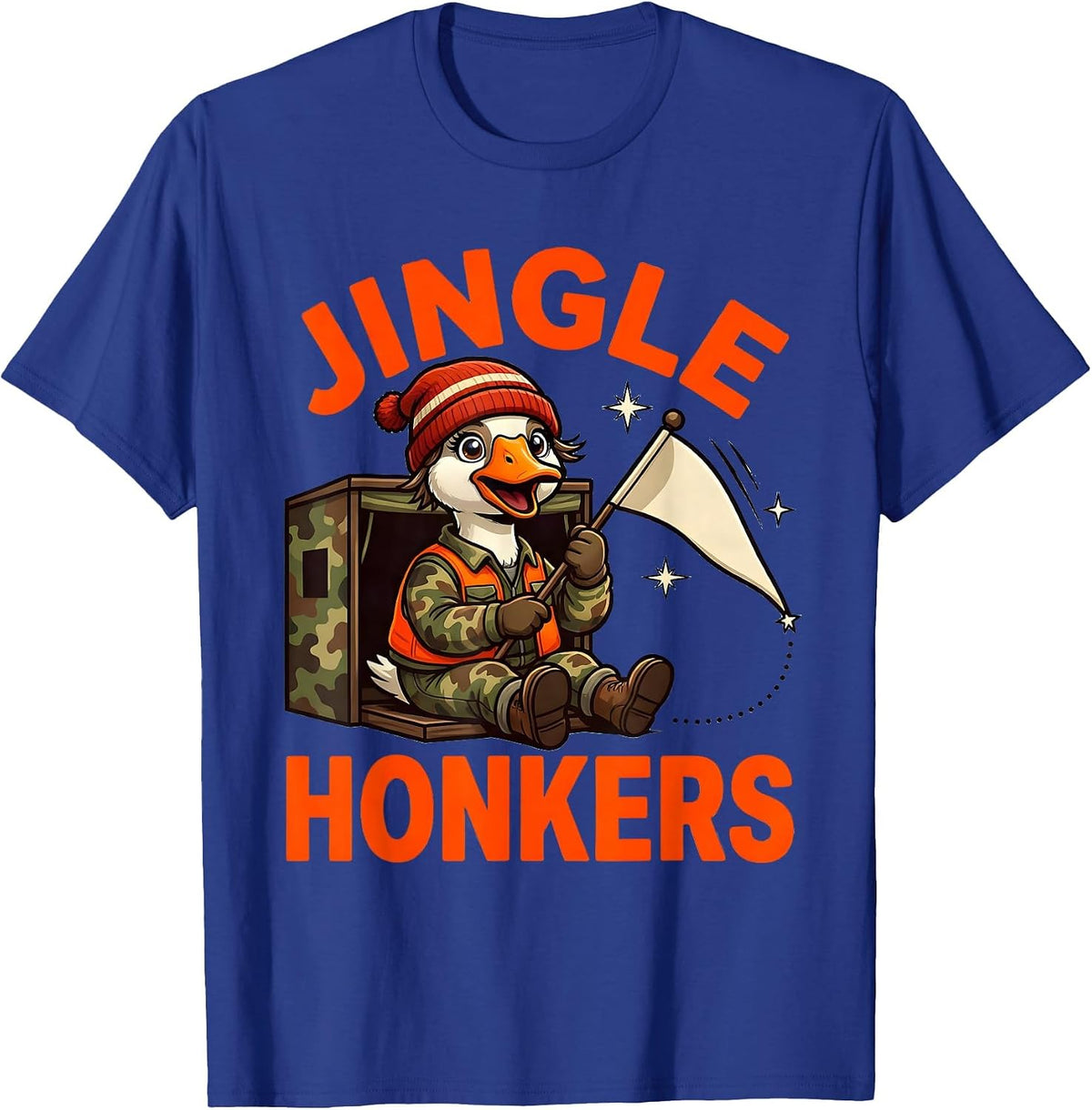 Men's JINGLE HONKERS Funny Goose Hunter Christmas T-Shirt - Royal Blue