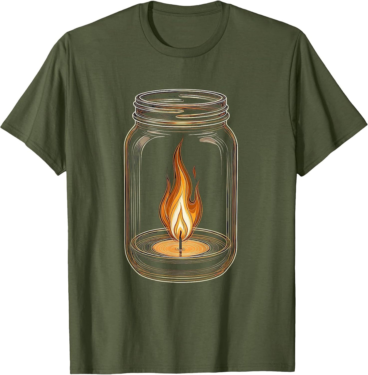 Steady Flame Faith Over Fear Graphic Tee T-Shirt - Olive Green