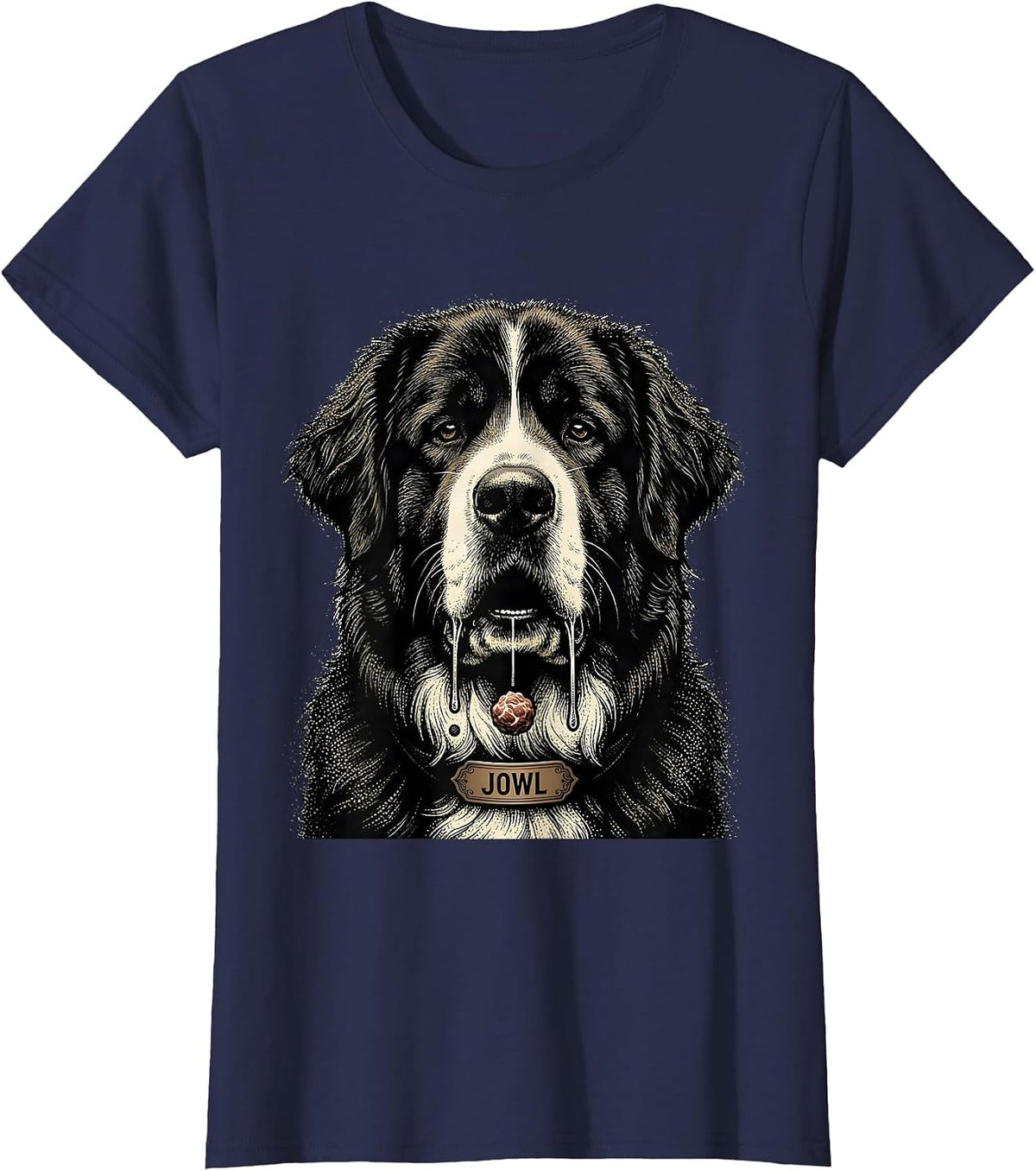 Women's JOWL Funny Great Pyrenees Dog Mom Drooling Breed Humor T-Shirt - Navy Blue