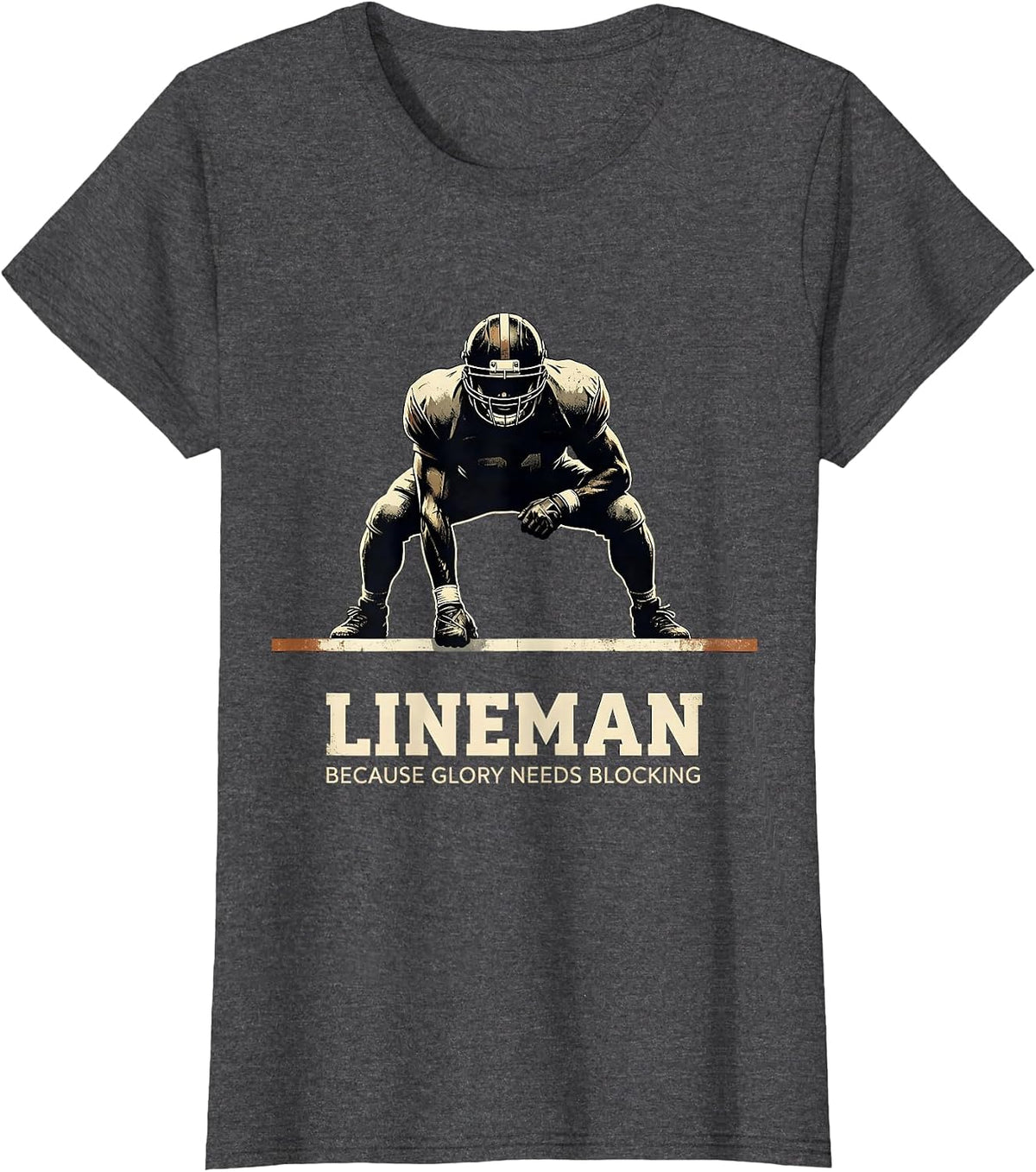 Women's Lineman Because Glory Needs Blocking Vintage Football T-Shirt - Dark Heather Grey