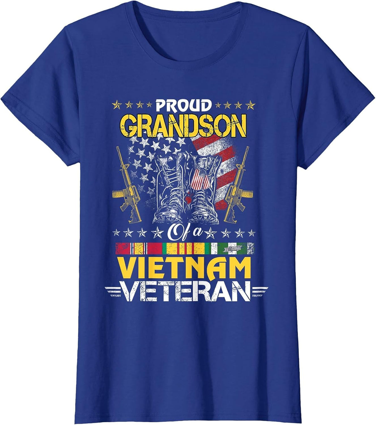 Proud Grandson of A Vietnam Veteran My Grandpa is A Veteran T-Shirt - Royal Blue