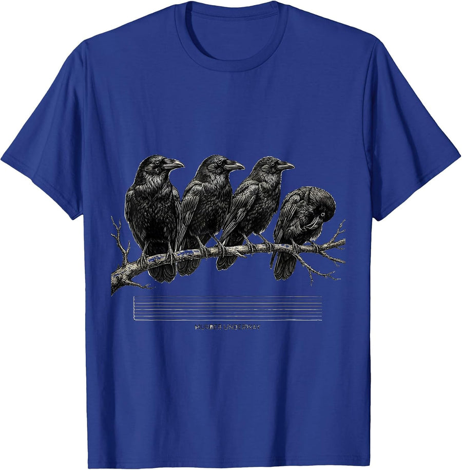 Murder Underway Funny Crow Dark Humor Gothic Bird Lover T-Shirt - Royal Blue