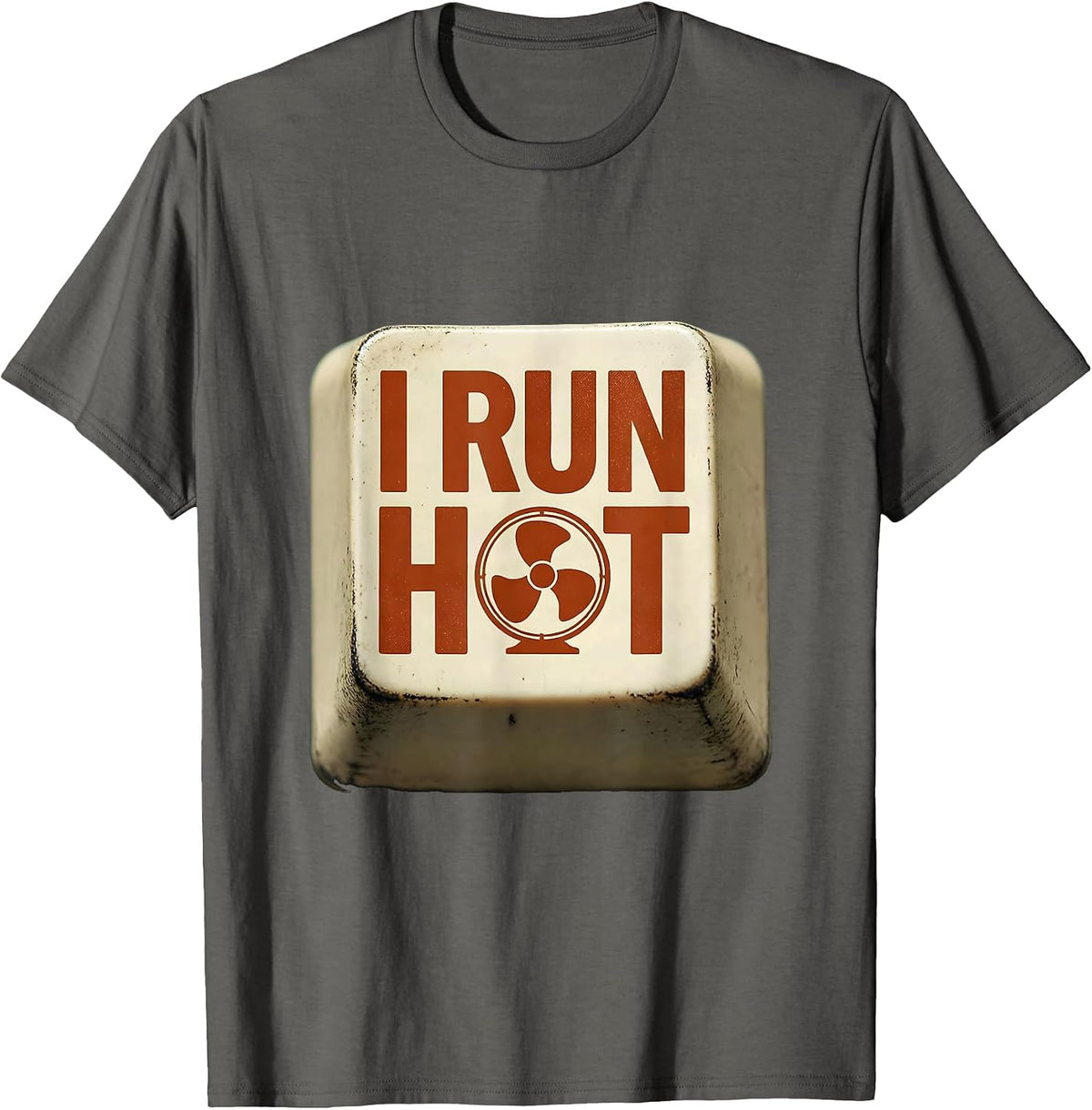 I Run Hot Vintage Funny PC Gamer Nerd Humor T-Shirt - Asphalt Grey