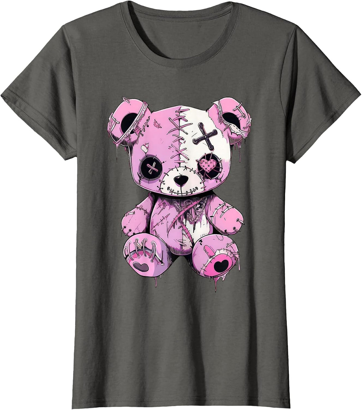 Pastel Goth Design Graphic Women Men Anime Kawaii T-Shirt - Asphalt Grey