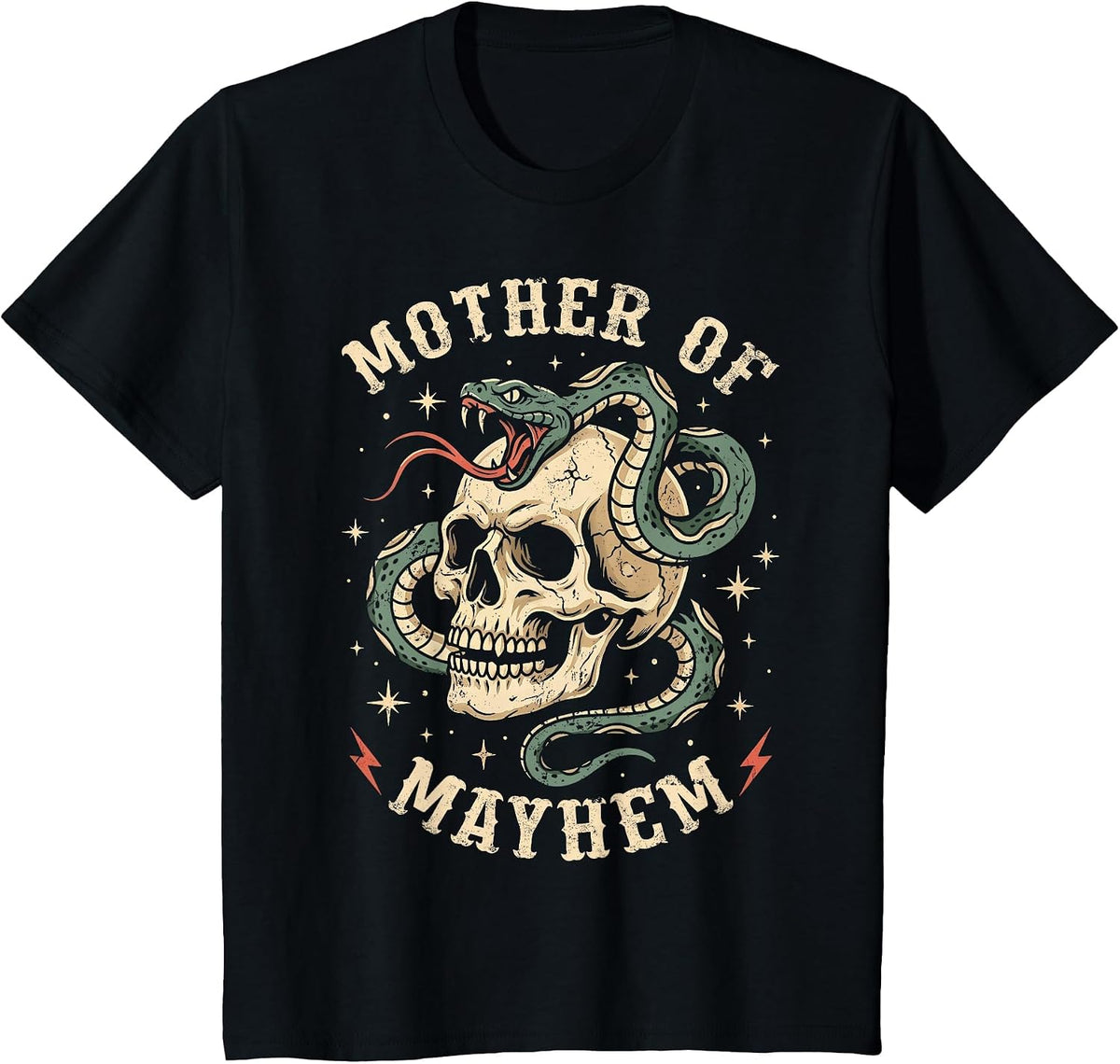 Mother of Mayhem Women Mom Funny Mothers Day Matching Family T-Shirt - Black
