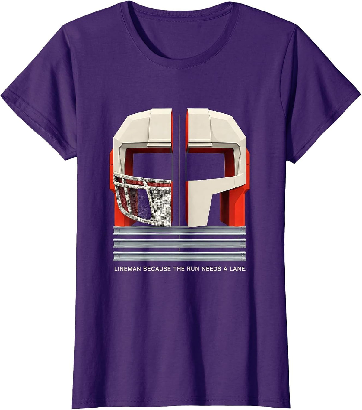 Women's Lineman Because The Run Needs A Lane Geometric Football T-Shirt - Purple