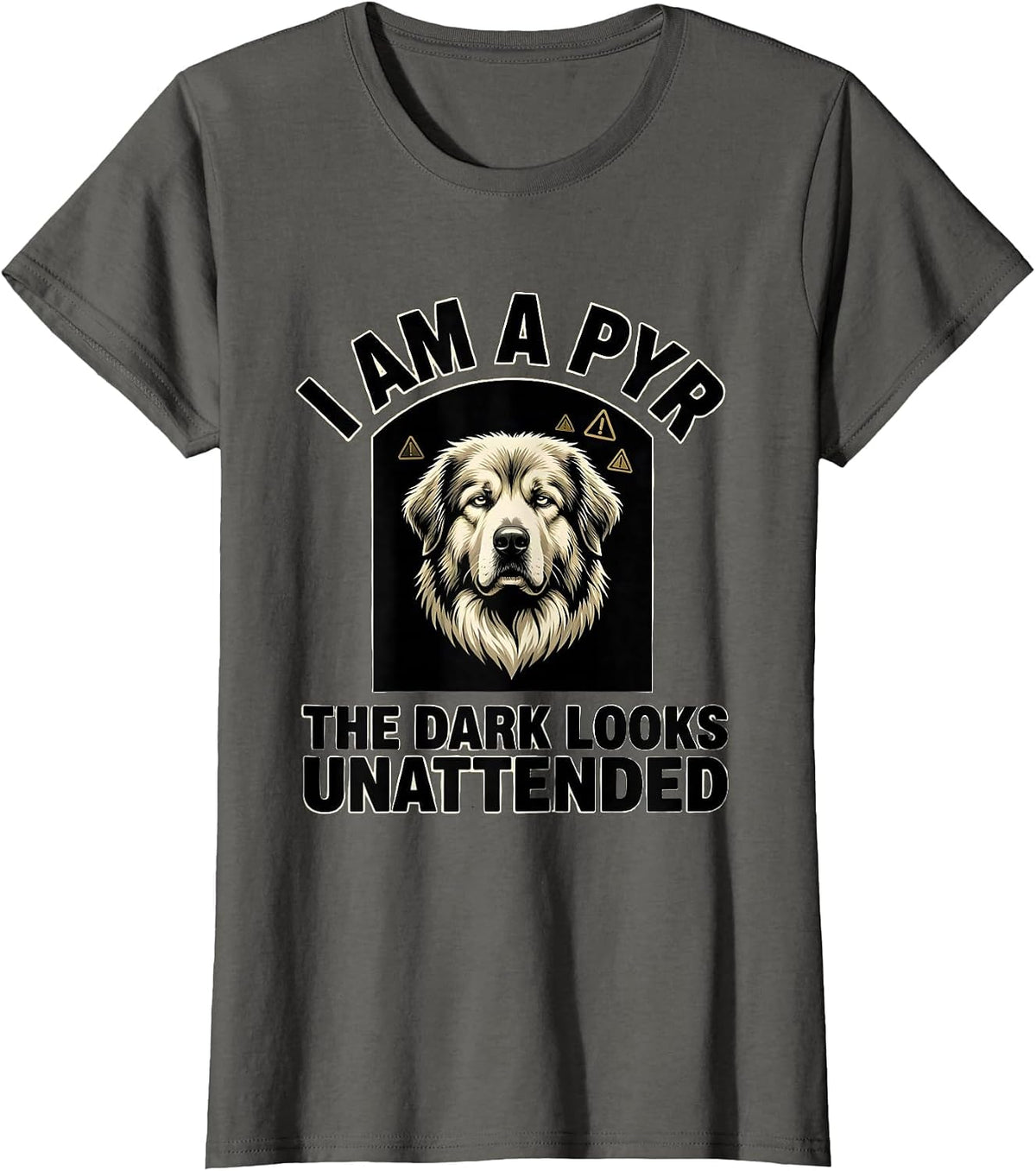 Women's I Am A Pyr The Dark Looks Unattended Funny Great Pyrenees T-Shirt - Asphalt Grey