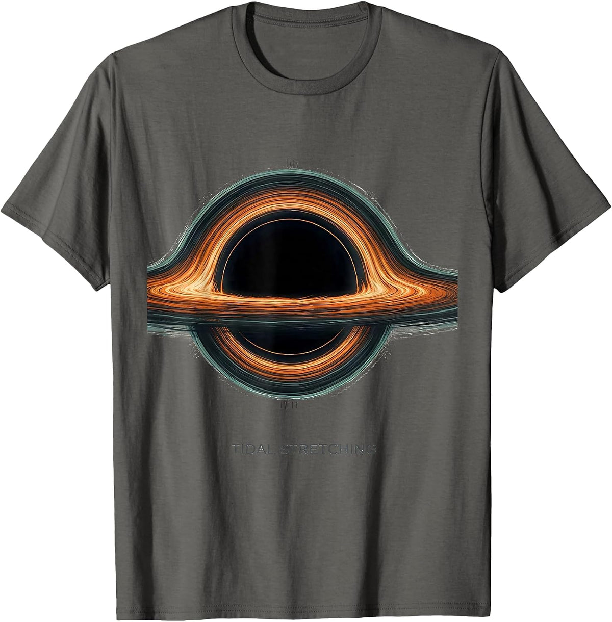 Men's Tidal Stretching Black Hole Astrophysics Science Graphic T-Shirt - Asphalt Grey