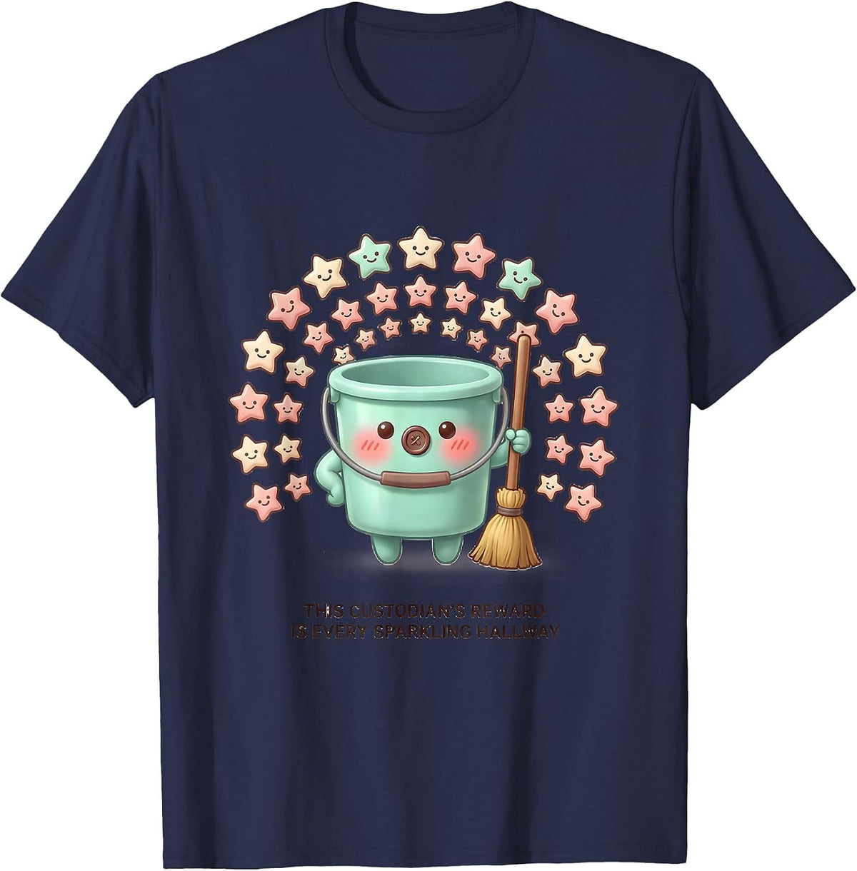 This Custodian's Reward Is Every Sparkling Hallway Funny T-Shirt - Navy Blue