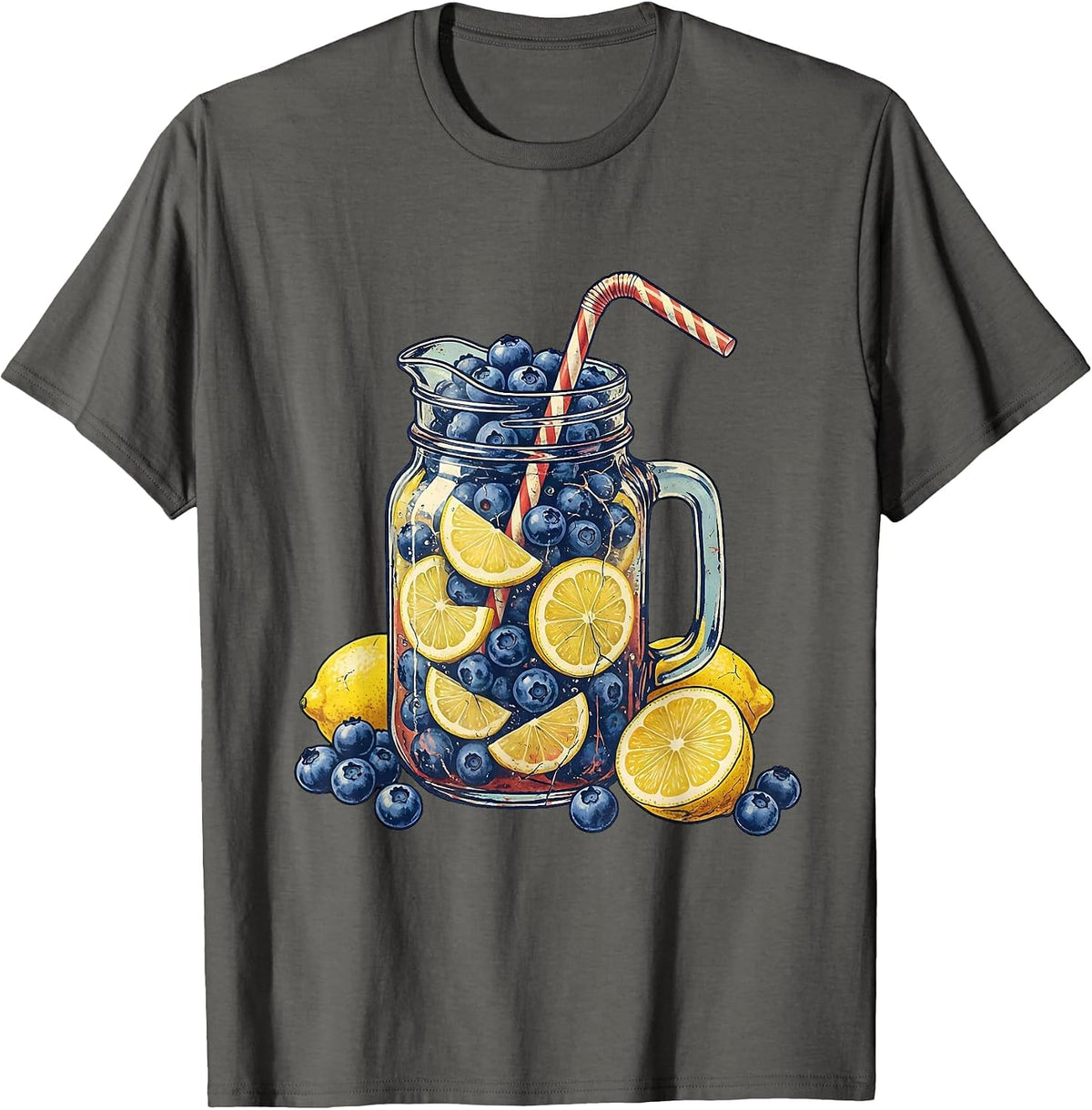 Men's Red White and Blueberry Lemonade Pitcher Graphic T-Shirt - Asphalt Grey