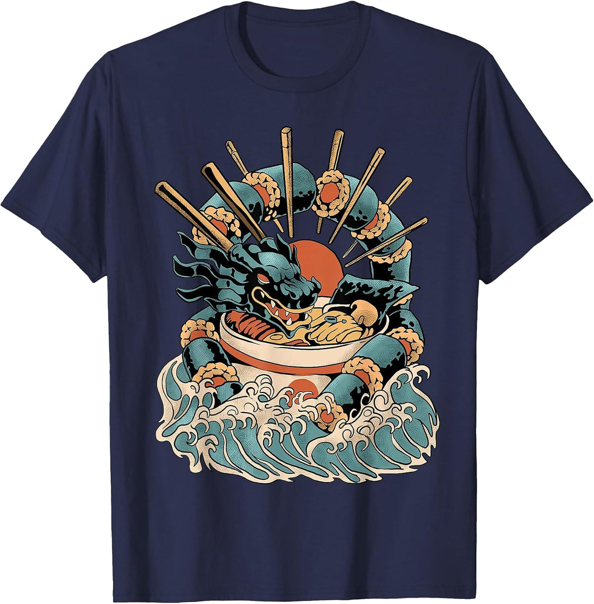 Sushi Dragon Ramen T-Shirt - Navy Blue