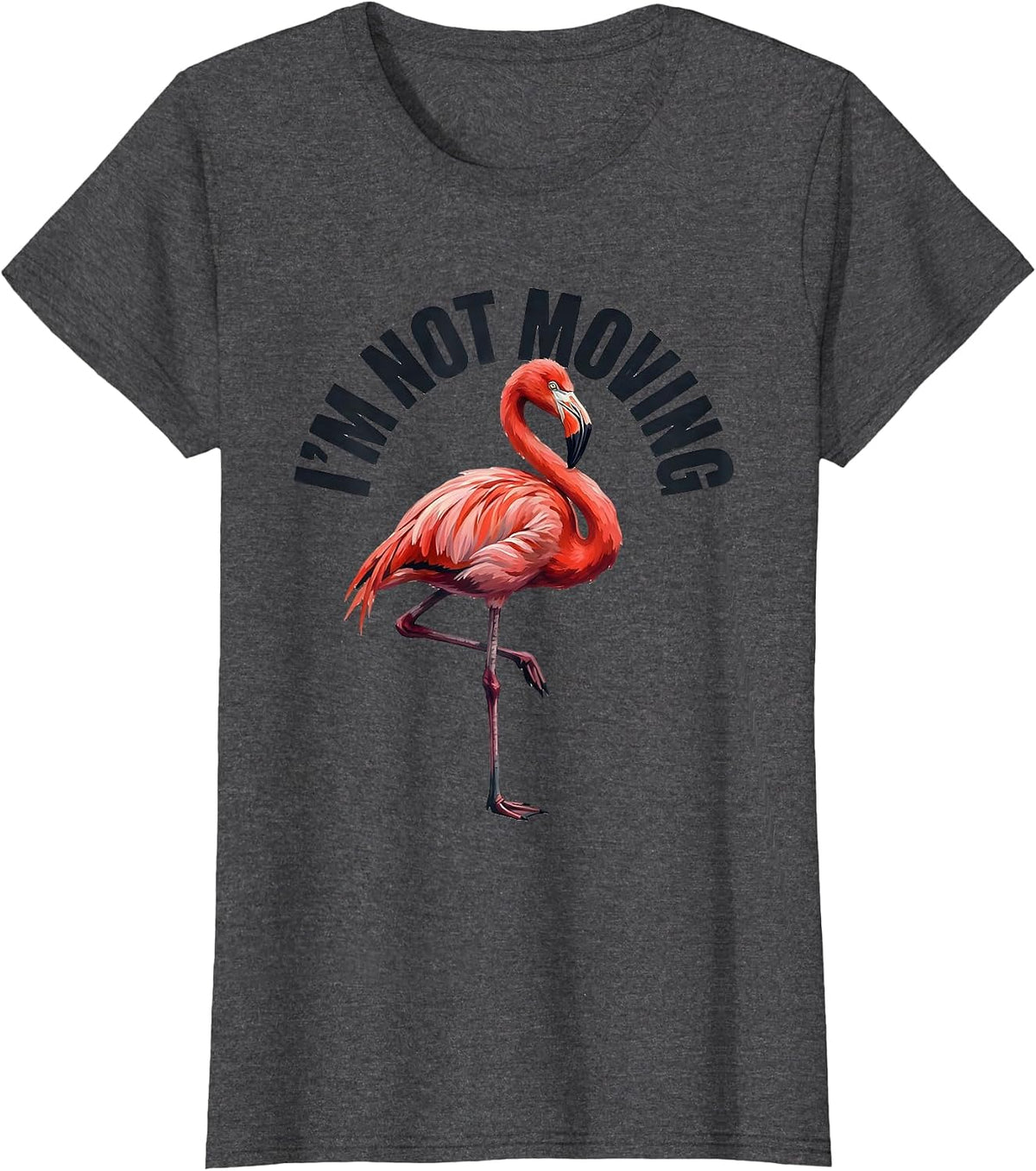 Women's I'm Not Moving Funny Flamingo Novelty Bird Lover Gift T-Shirt - Dark Heather Grey