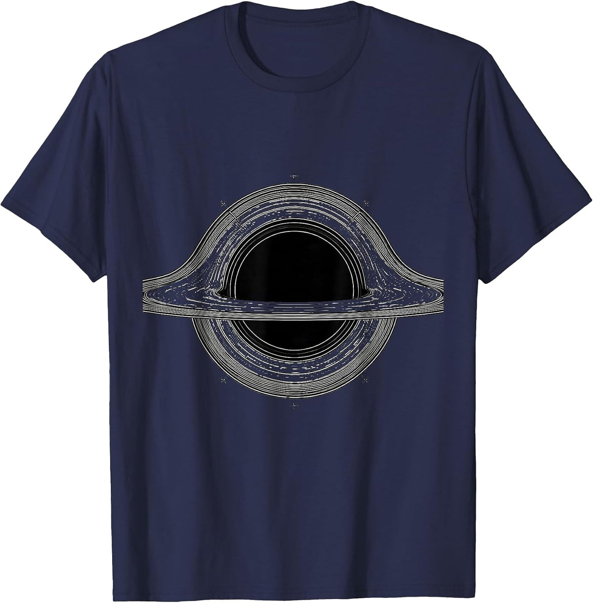 Men's Black Hole Horizon Line Art Astrophysics Science Enthusiast T-Shirt - Navy Blue