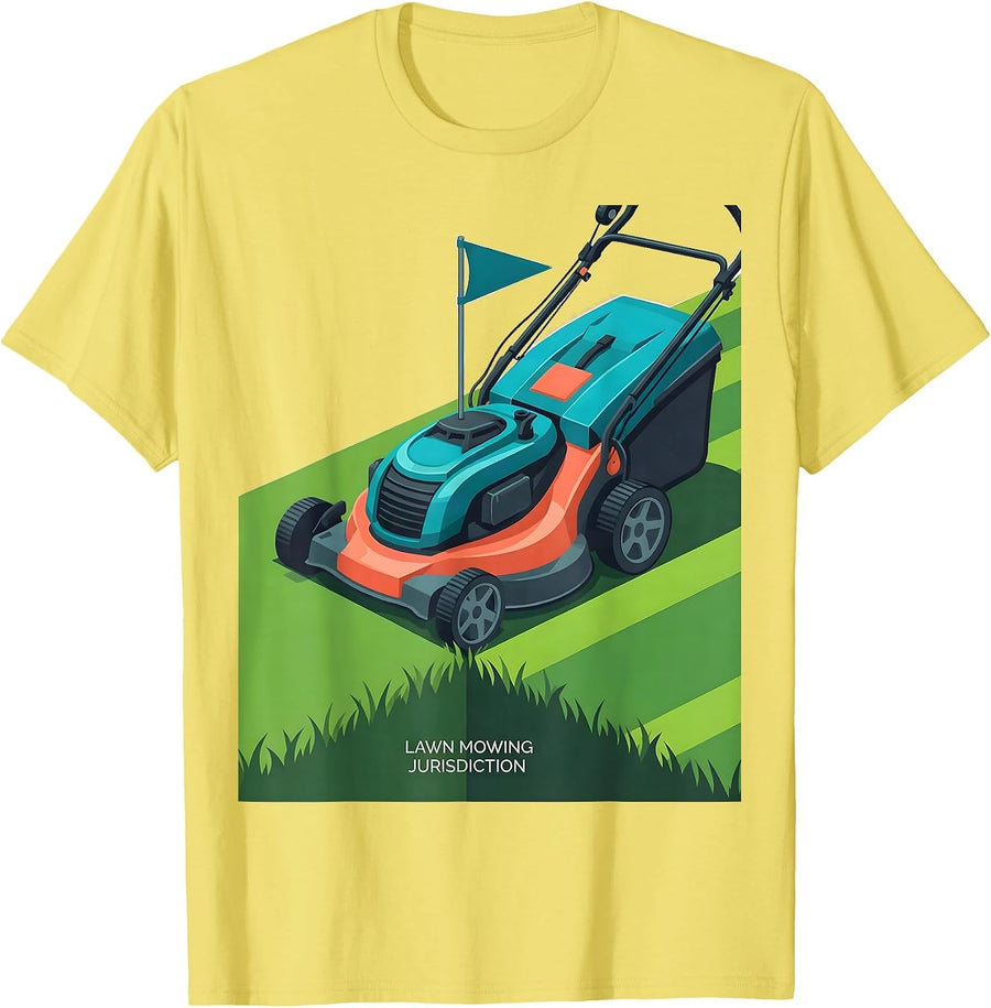 Men's Lawn Mowing Jurisdiction Funny Lawn Mower Dad Gift T-Shirt - Lemon Yellow