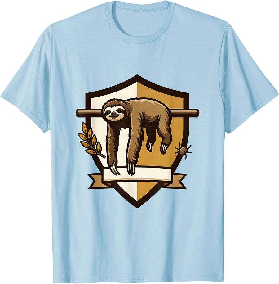 Men's Sloth Mascot Chill Humor Novelty Gift T-Shirt - Baby Blue
