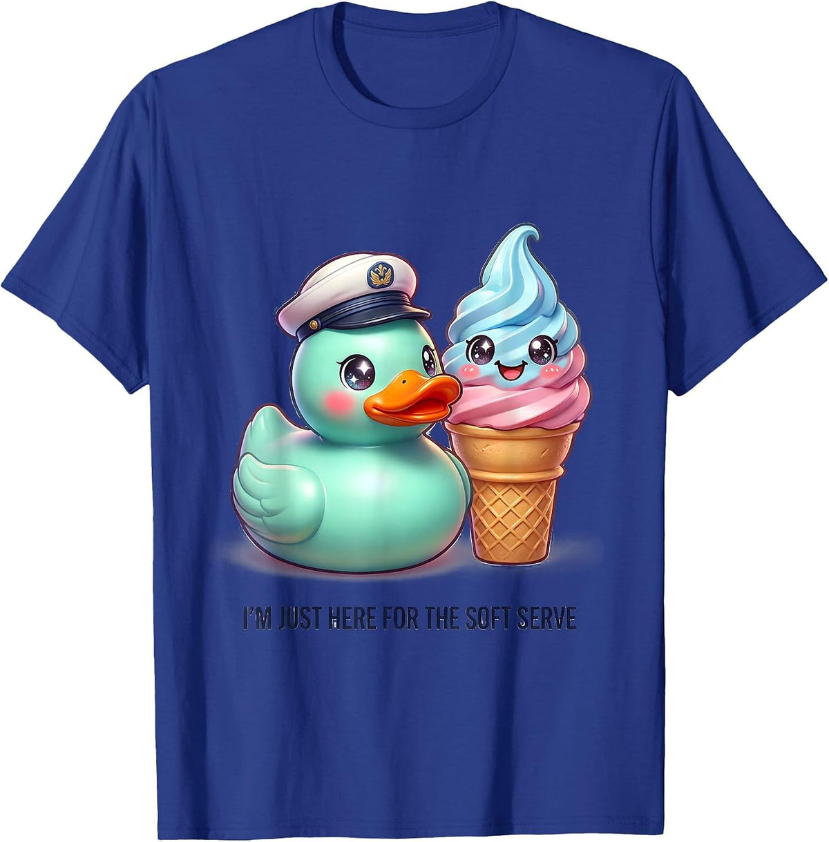 I'm Just Here For The Soft Serve Cute Kawaii Cruise Duck T-Shirt - Royal Blue