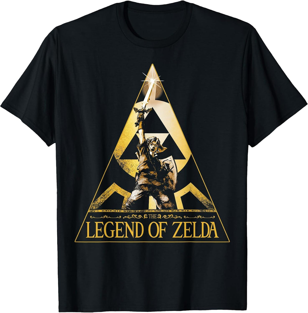 Nintendo Zelda The Legend Tri-Force Graphic T-Shirt T-Shirt, Men, Black, Small - As Pictured