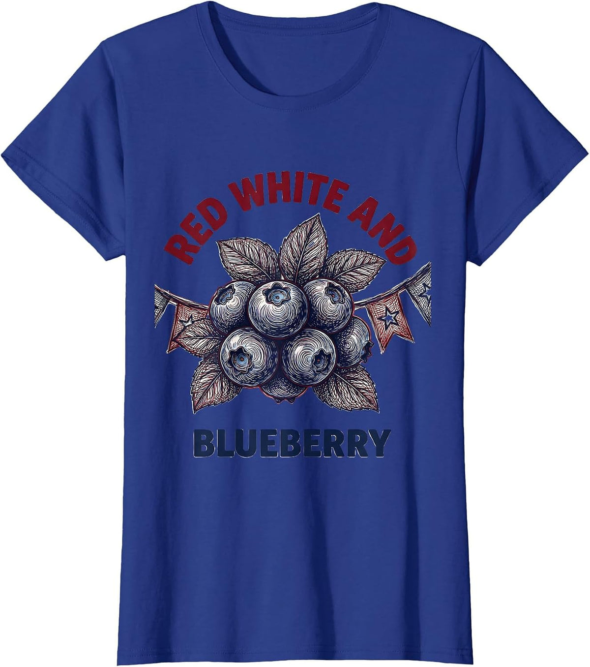 Women's Red White and Blueberry Patriotic Design T-Shirt - Royal Blue
