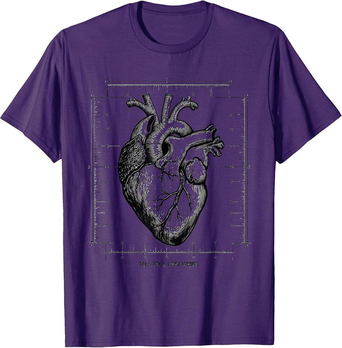 Men's Tell-Tale, Confirmed Edgar Allan Poe Gothic Humor Literary T-Shirt - Purple