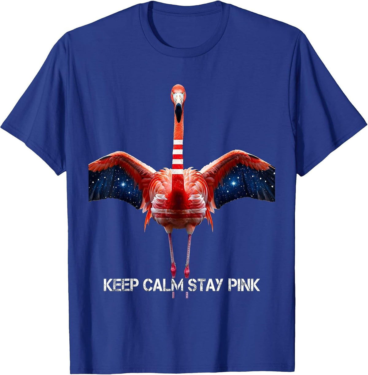 Men's Keep Calm Stay Pink Flamingo Graphic Design T-Shirt - Royal Blue