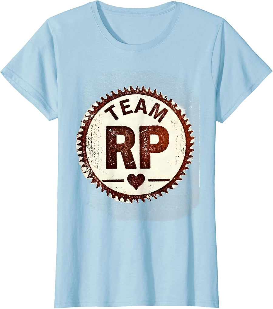 Women's Team RP Rubber Stamp Initials Fan Merch I Heart R.P. T-Shirt - Baby Blue