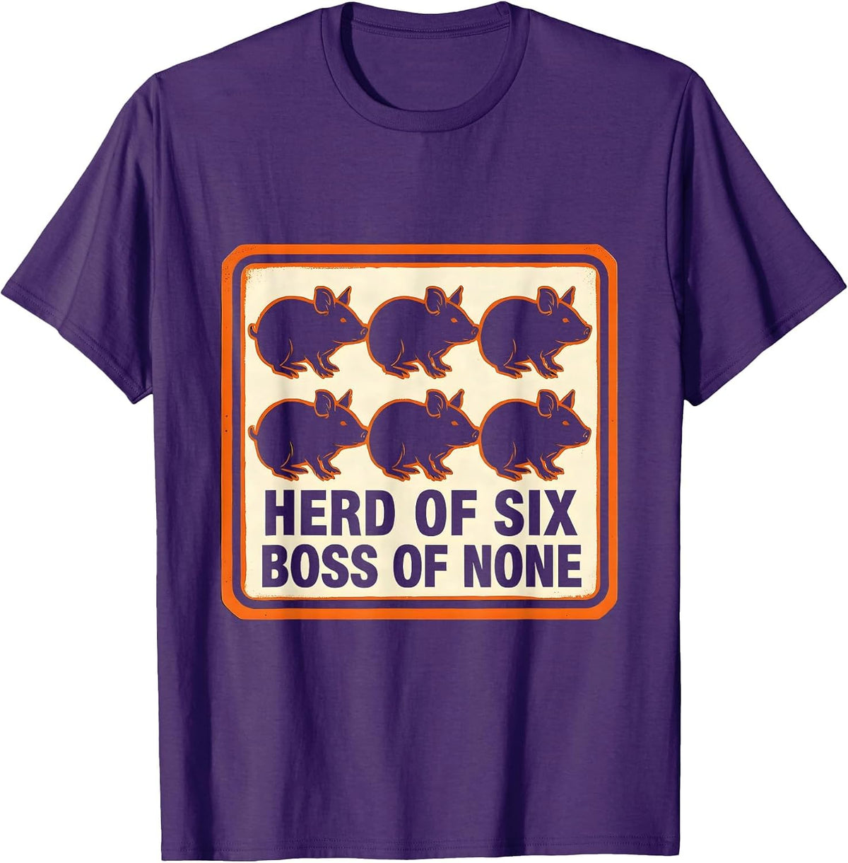 Men's Herd Of Six, Boss Of None Funny Guinea Pig Owner Cavy Lover T-Shirt - Purple