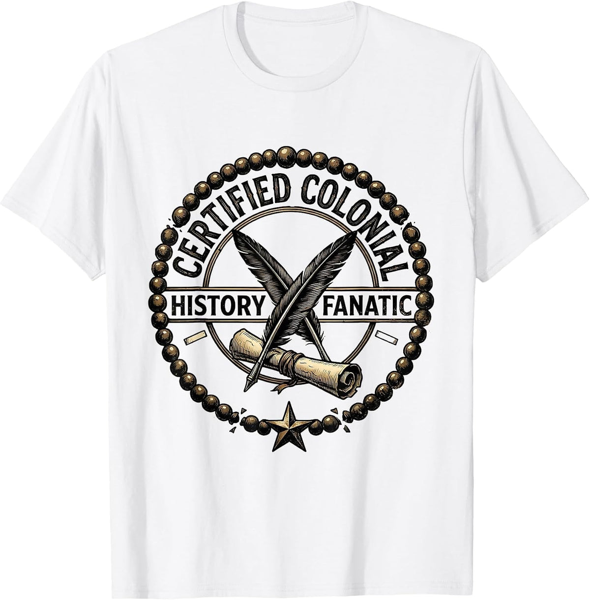 Men's Certified Colonial History Fanatic Funny History Teacher T-Shirt - White