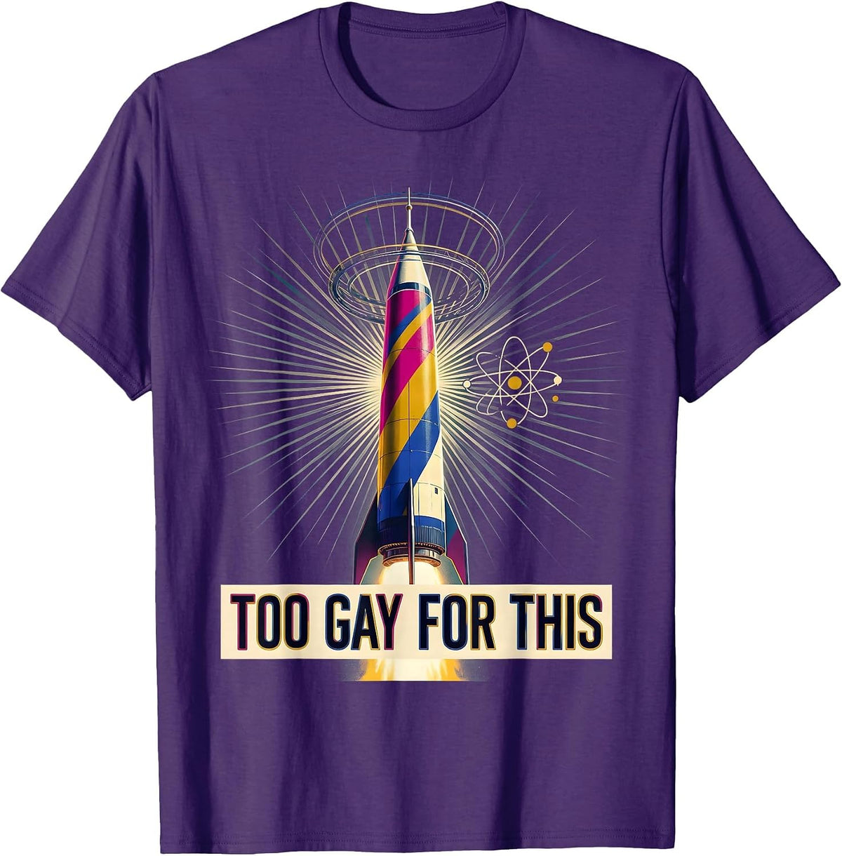 Men's Too Gay For This Bold LGBTQ Pride Design T-Shirt - Purple