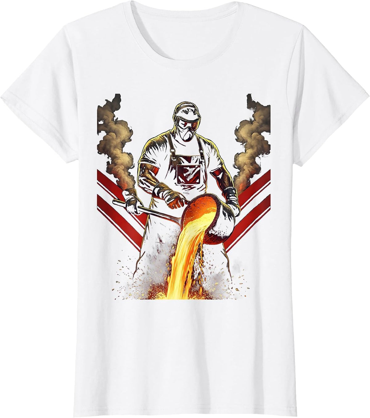 Milwaukee Foundry Worker Molten Steel Pour Graphic T-Shirt - White