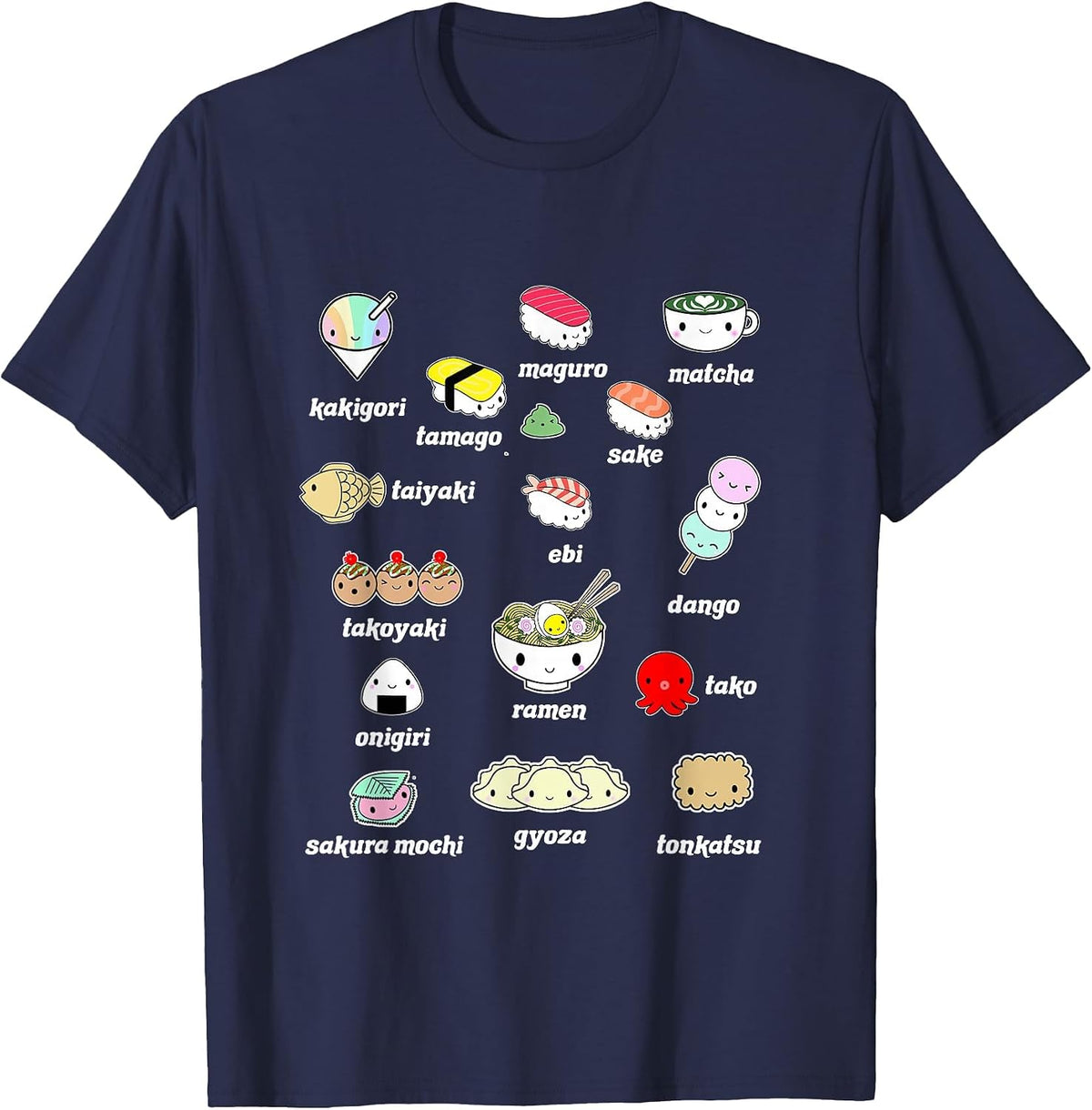 Kawaii Japan Food Shirt Japan Lover Sushi Ramen Shirt T-Shirt - Navy Blue