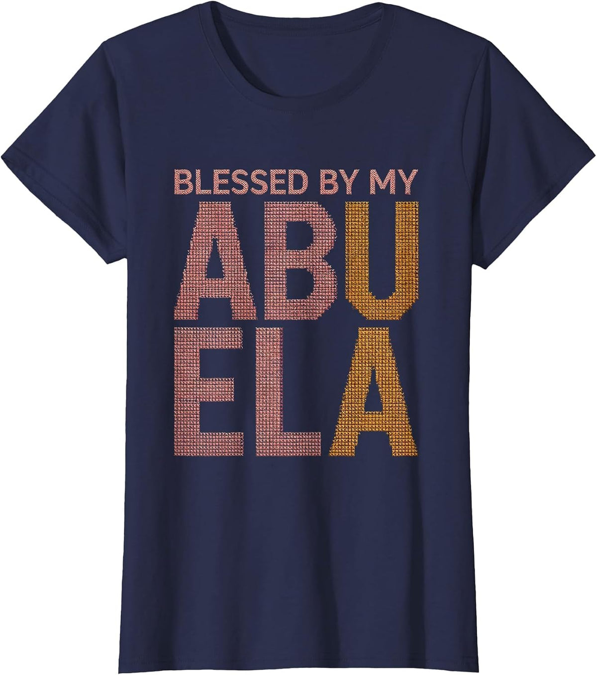 Women's Blessed By My Abuela Latina Heritage Design T-Shirt - Navy Blue