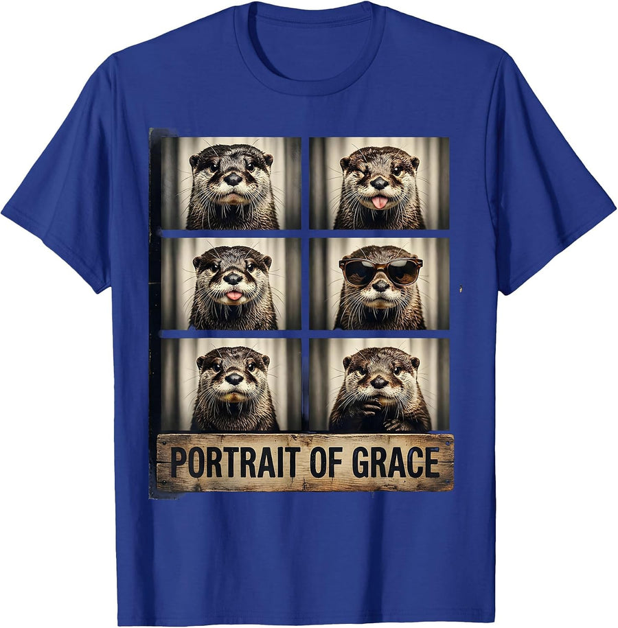Portrait Of Grace Funny Farm Animal Photobooth Portrait Grid T-Shirt - Royal Blue